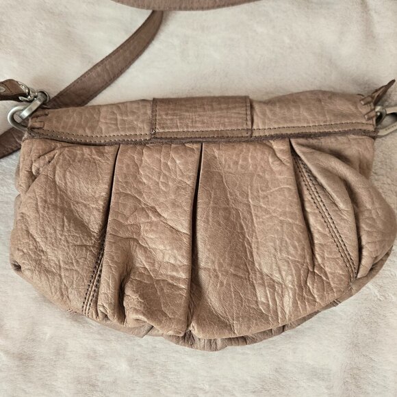 Liebeskind Berlin Leather Crossbody Bag Taupe Braided Flap Shoulder Purse - Picture 4 of 16